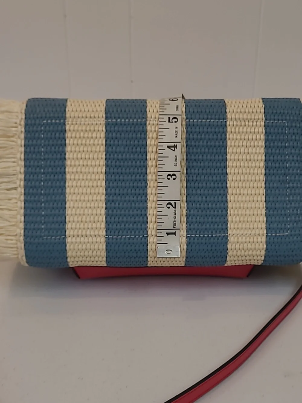 Patricia Nash Greek Isles Straw Tote w Blue Stripes & Red Accent+ CrossbodyStrap